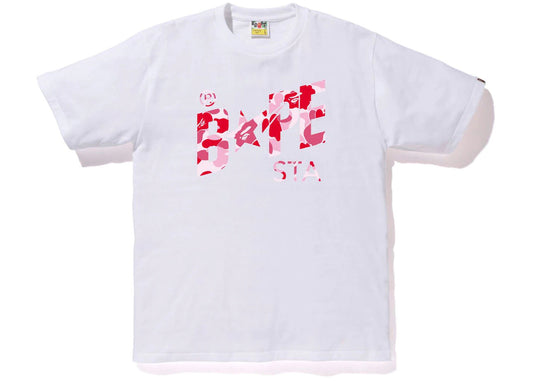 BAPE ABC Camo Bape Sta Logo Tee White Pink