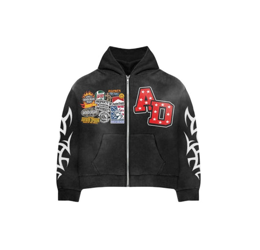 Awoken Dreams Black Patchwork Hoodie
