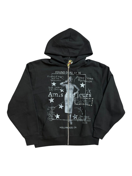 Amis Et Fleurs Black Mairlyn Monroe Zip Up Hoodie