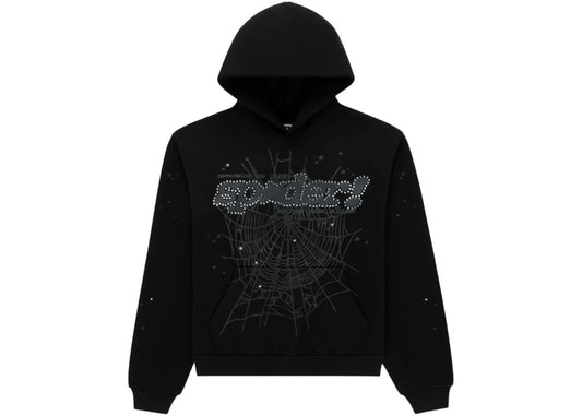 Sp5der Rhinestone Punk V2 Hoodie Black - Used/Worn
