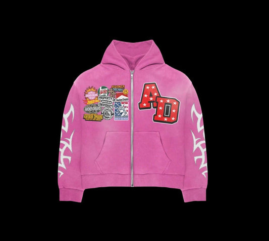 Awoken Dreams Pink Patchwork Hoodie