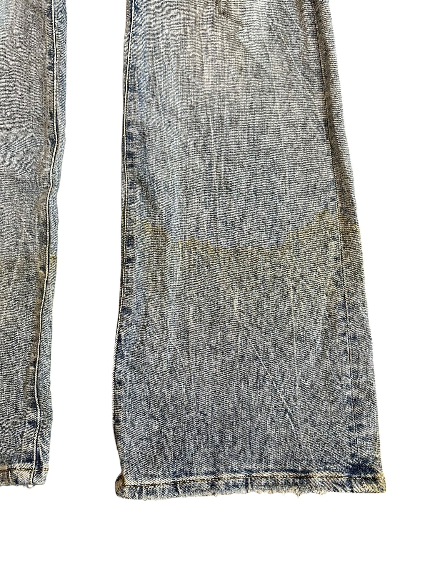 purple brand p004 light indigo knee blowout jeans