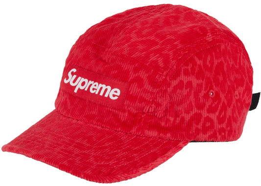 Supreme Leopard Corduroy Camp Cap Red