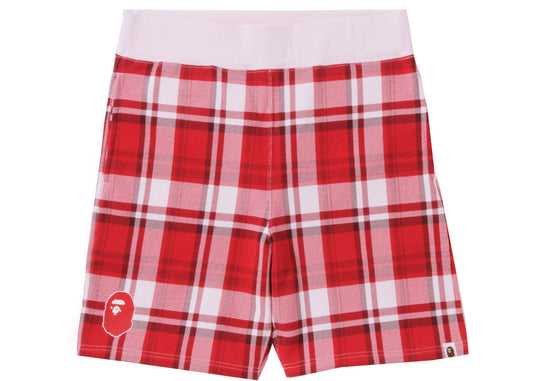 BAPE Check Gift Sweat Shorts Red - Used/Worn