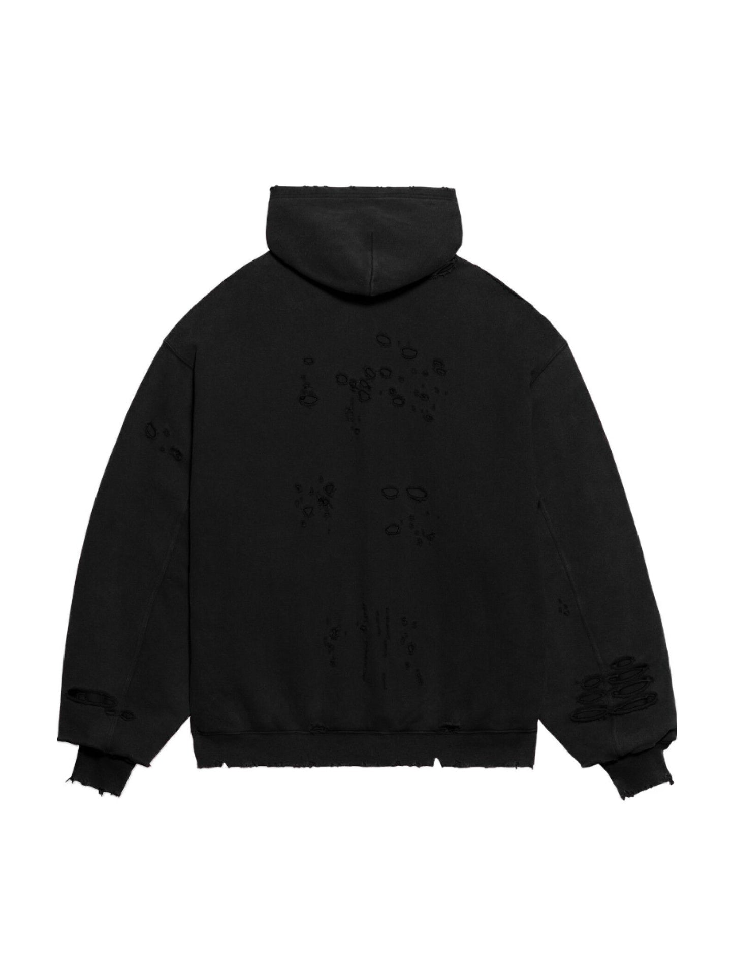 Balenciaga Caps Destroyed Hoodie In Nero (Fits Like L/XL) - Like New
