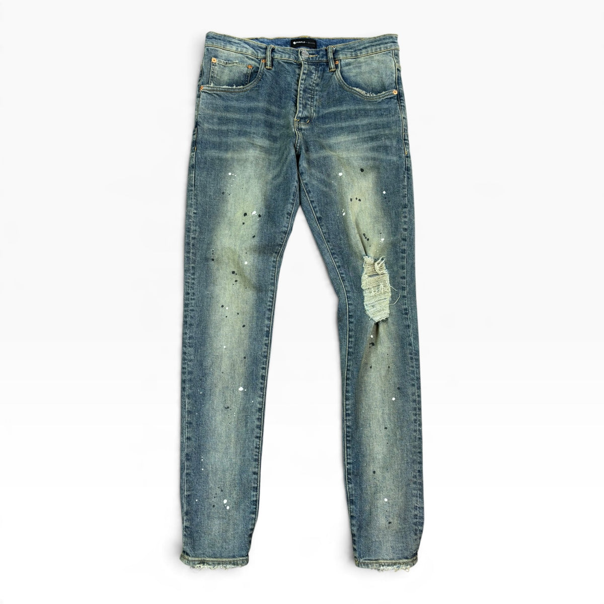 Purple Brand Mid Indigo Destroy Paint Jeans P002