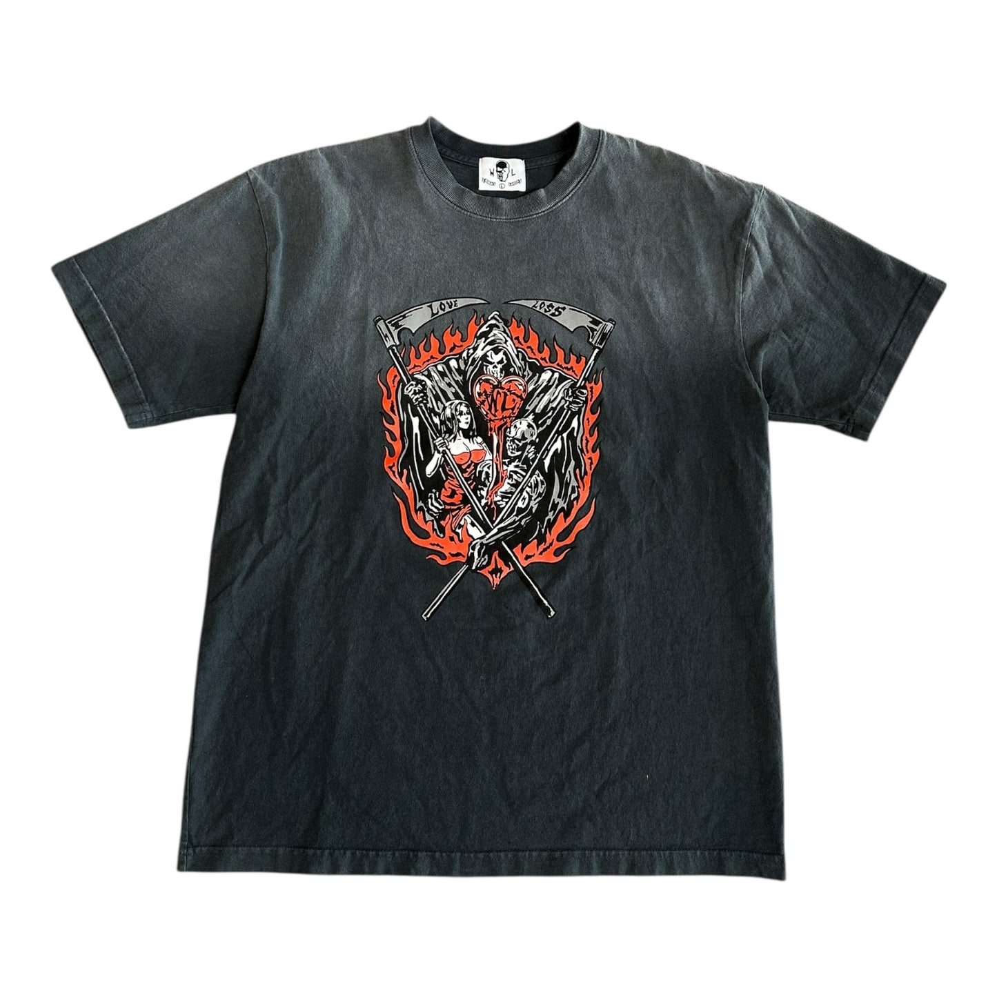 warren lotas bleeding hearts t-shirt sun faded black - Used/Worn