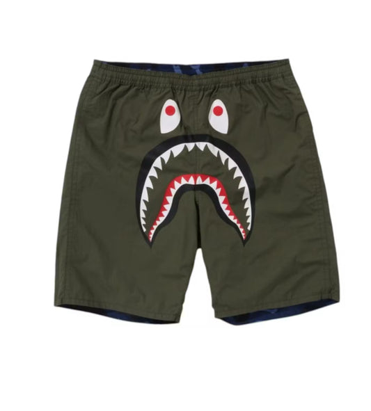 bape reversible blue color camo shark shorts