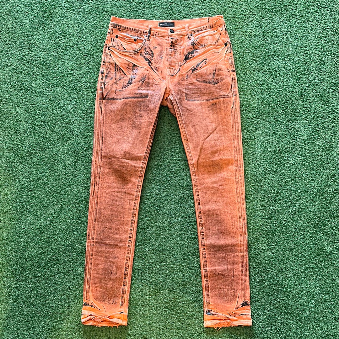 Purple Brand Orange Waxed Denim Jeans Size 32 Lightly Worn
