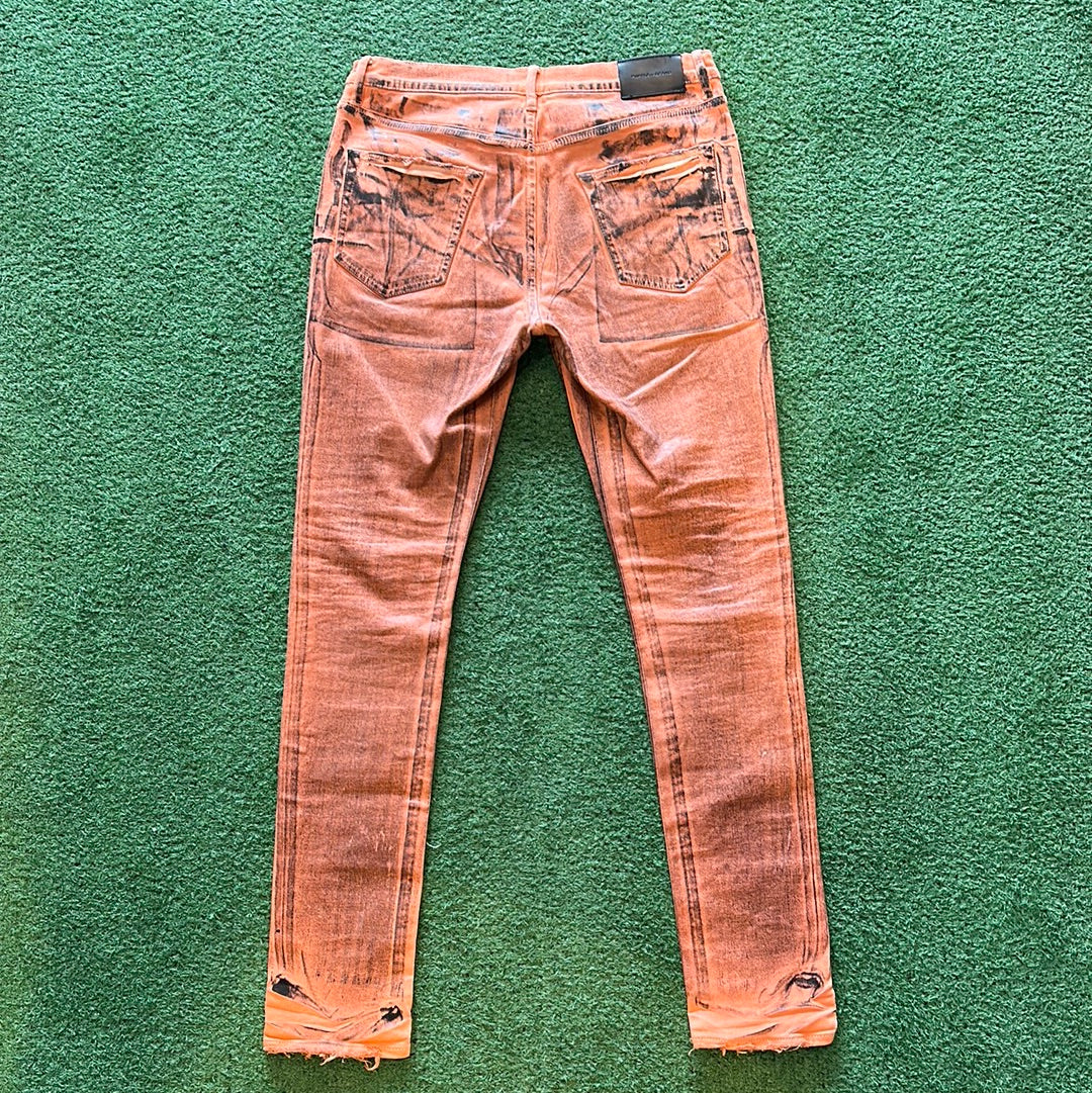 Purple Brand Orange Waxed Denim Jeans Size 32 Lightly Worn