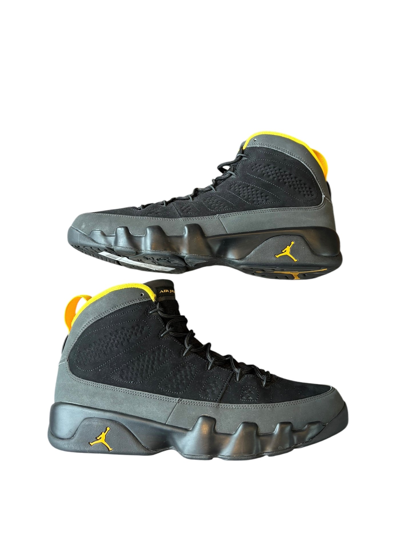 Jordan 9 Retro Dark Charcoal University Gold - Used/Worn