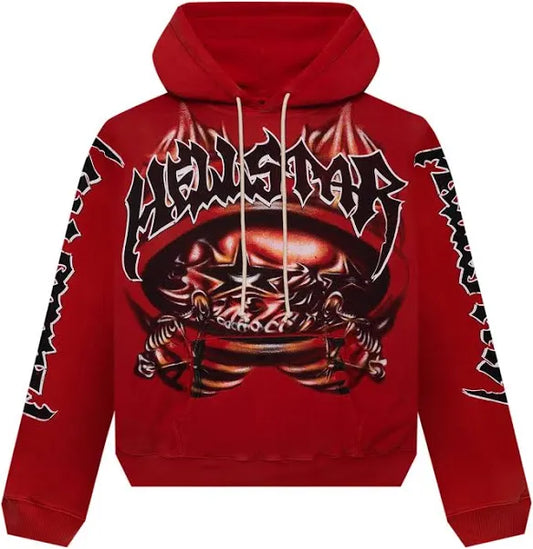 Hellstar Halloween Skeleton Airbrushed Hoodie (red)