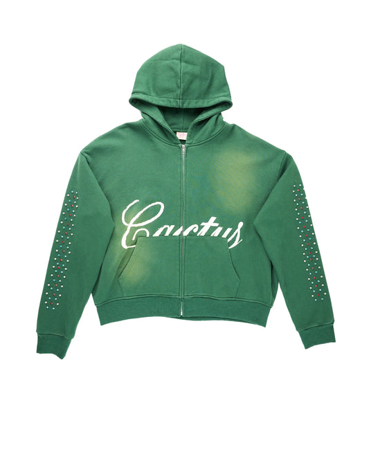 AZVA Green Hidden Crystal Zip Up