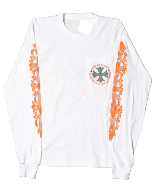 Chrome Hearts Badass Miami Basil Orange /Green Long Sleeve Tee - Used/Worn