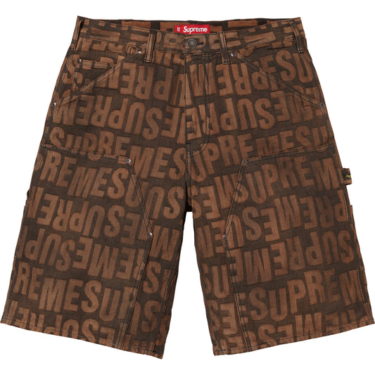 Supreme Repeat Jacquard Double Knee Denim Short Dark Brown - new with tags