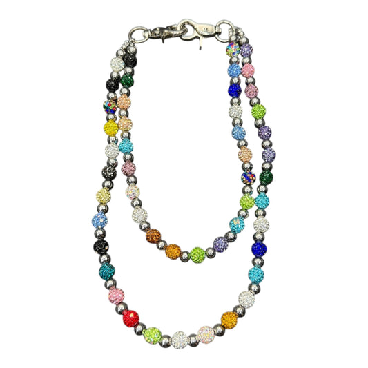 multi color iced out wallet chain 22in (layered)