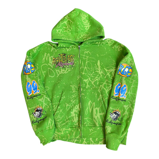 Rich Groupie Green Zip Up Hoodie