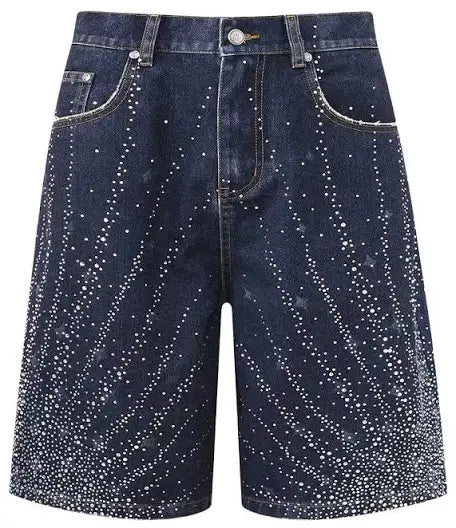 birth of a royal child 20k diamond starlight denim shorts blue