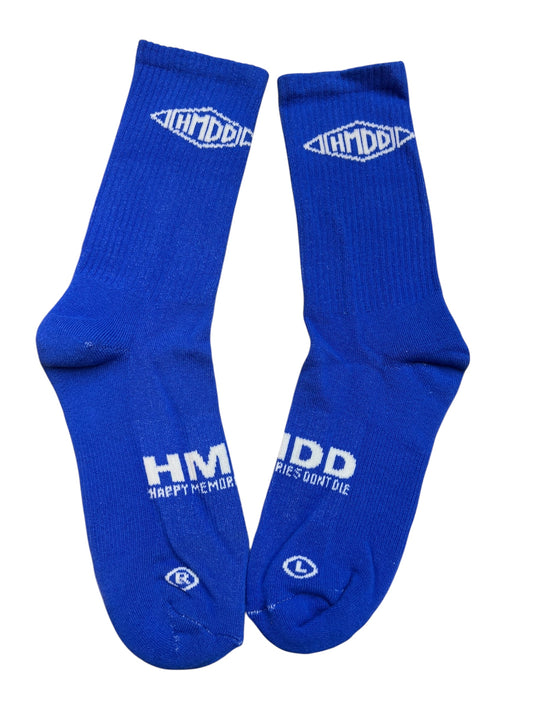 Happy Memories Don't Die Crew Socks Blue