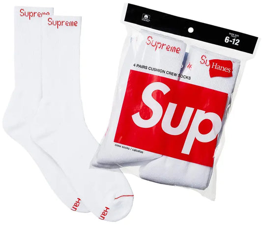 Supreme Hanes Crew Socks (4 Pack) White - new with tags