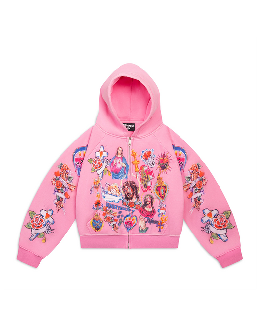 We Are Righteous Risen King Zip Pink