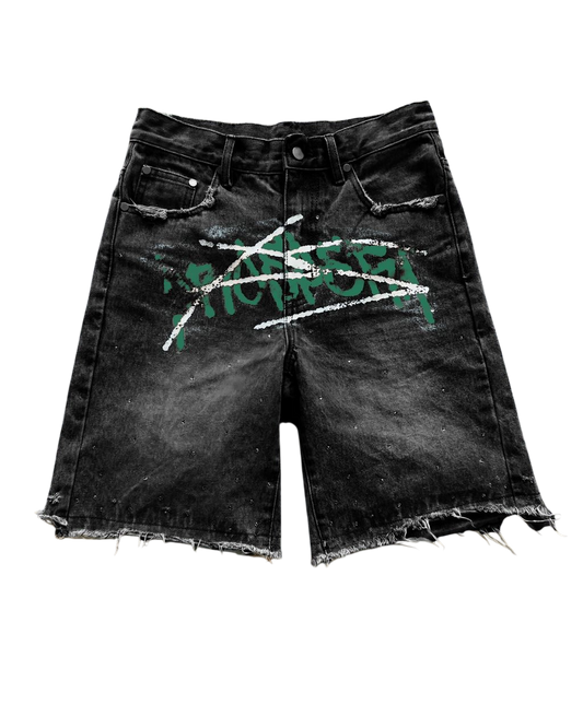 Prospera Black/Green Graffiti Jorts