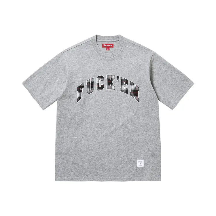 Supreme Fuck Em Plaid S/S Top Heather Grey - new with tags