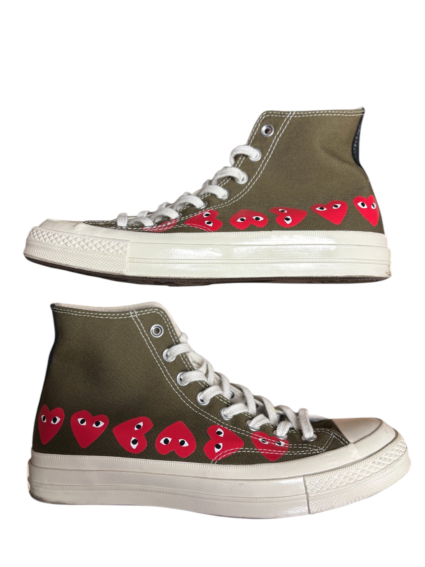 Converse Chuck Taylor All Star 70 Hi Comme des Garcons PLAY Multi-Heart Green - Used/Worn