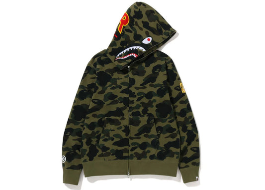 BAPE PONR 1st Camo Shark Full Zip Hoodie Green - Used/Worn