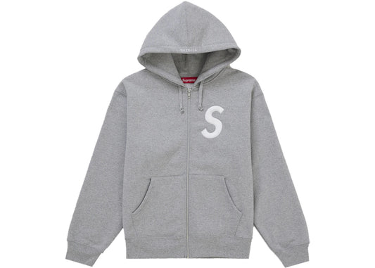 Supreme S Logo Zip Up Hooded Sweatshirt (FW25) Heather Grey