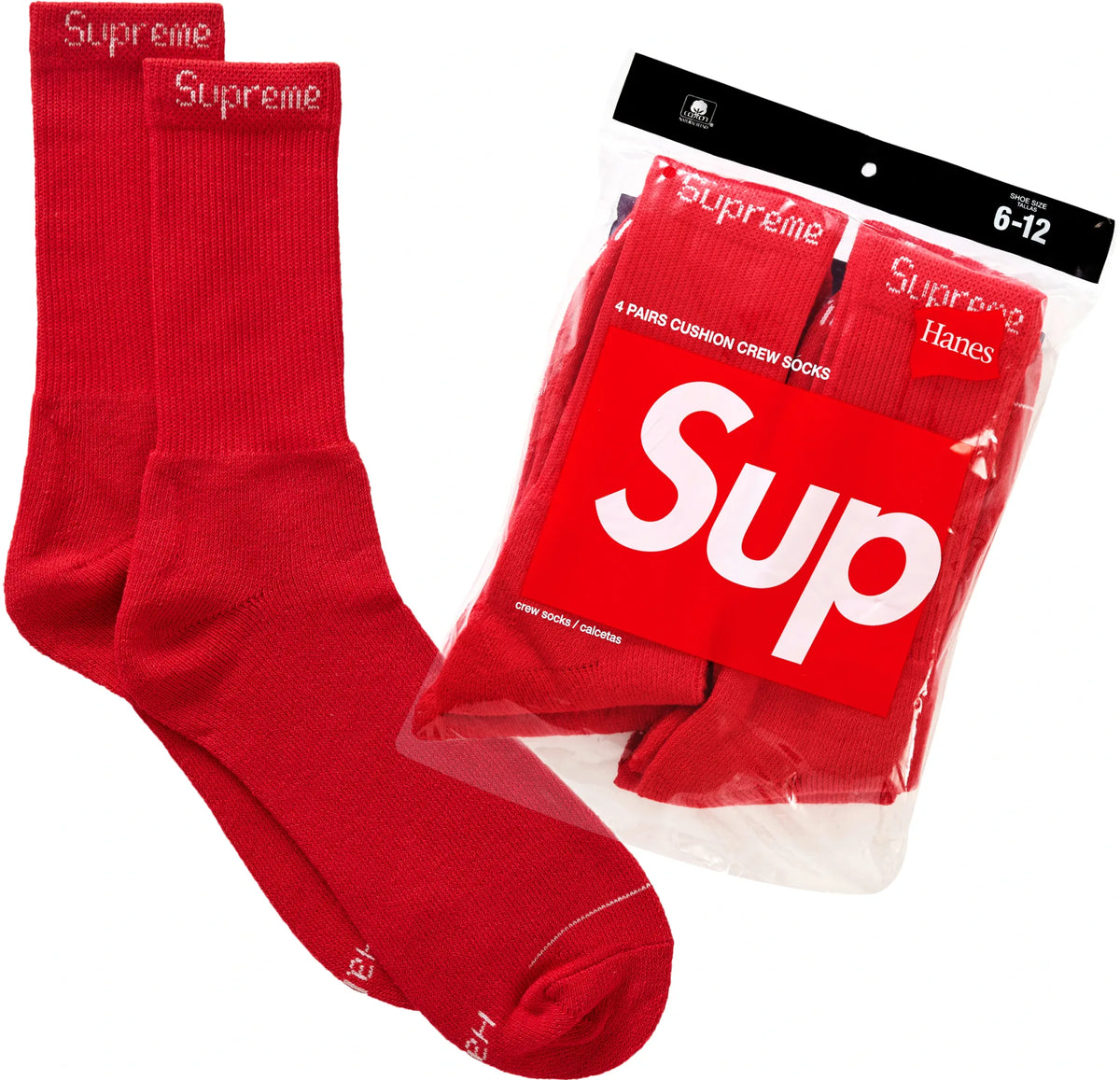 Supreme Hanes Socks (4 Pack) Red