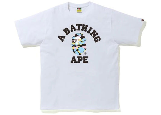 BAPE New Multi Camo College Tee White - new with tags