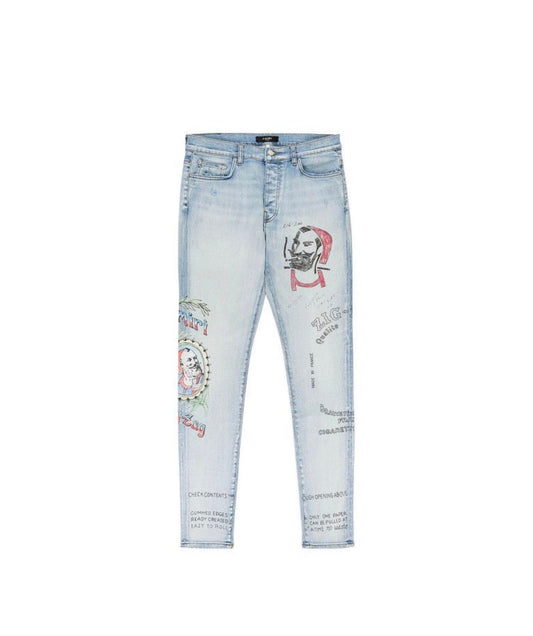 Amiri Zig Zag Skinny Jeans Light Indigo - Used/Worn