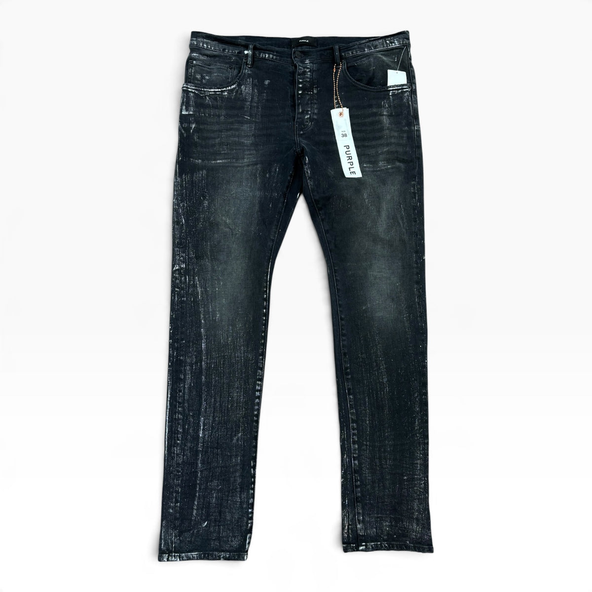 Purple brand p0001 low rise skinny jeans black wash Metalic silver