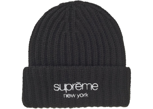 Supreme Classic Logo Chunky Ribbed Beanie (FW24) Black
