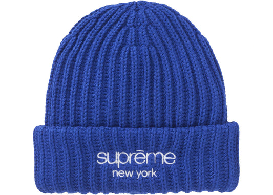 Supreme Chunky Rib Classic Logo Beanie Royal
