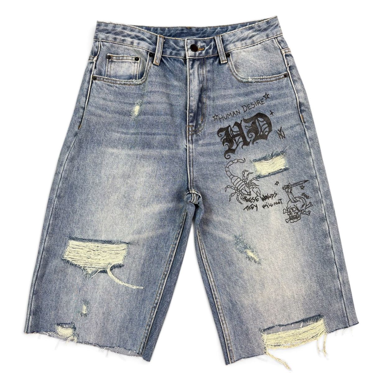Human Desires Skull Jean Shorts