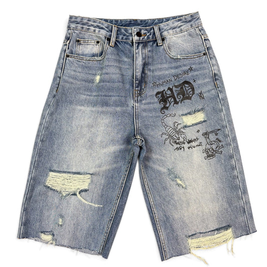 Human Desires Skull Jean Shorts