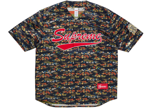 Supreme Floral Jacquard Baseball Jersey Navy - new with tags