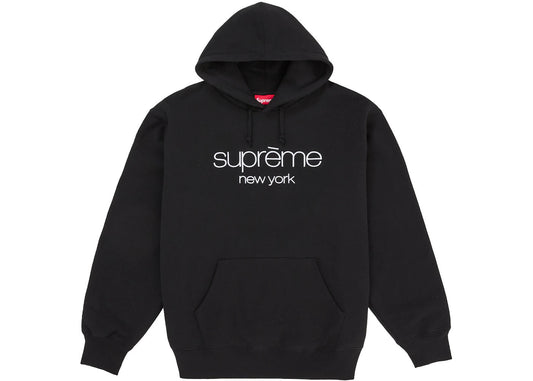 Supreme Classic Logo Hooded Sweatshirt Black