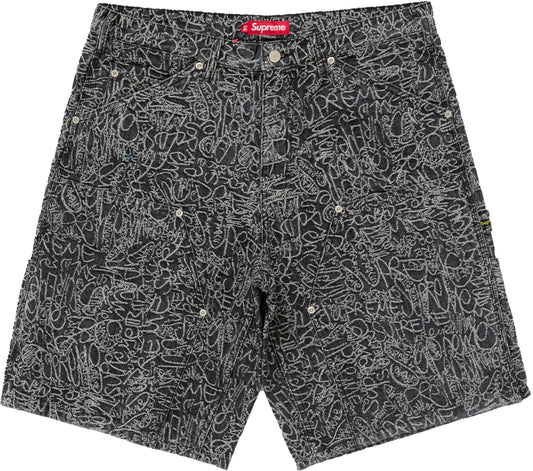 Supreme Handwriting Double Knee Denim Short Black