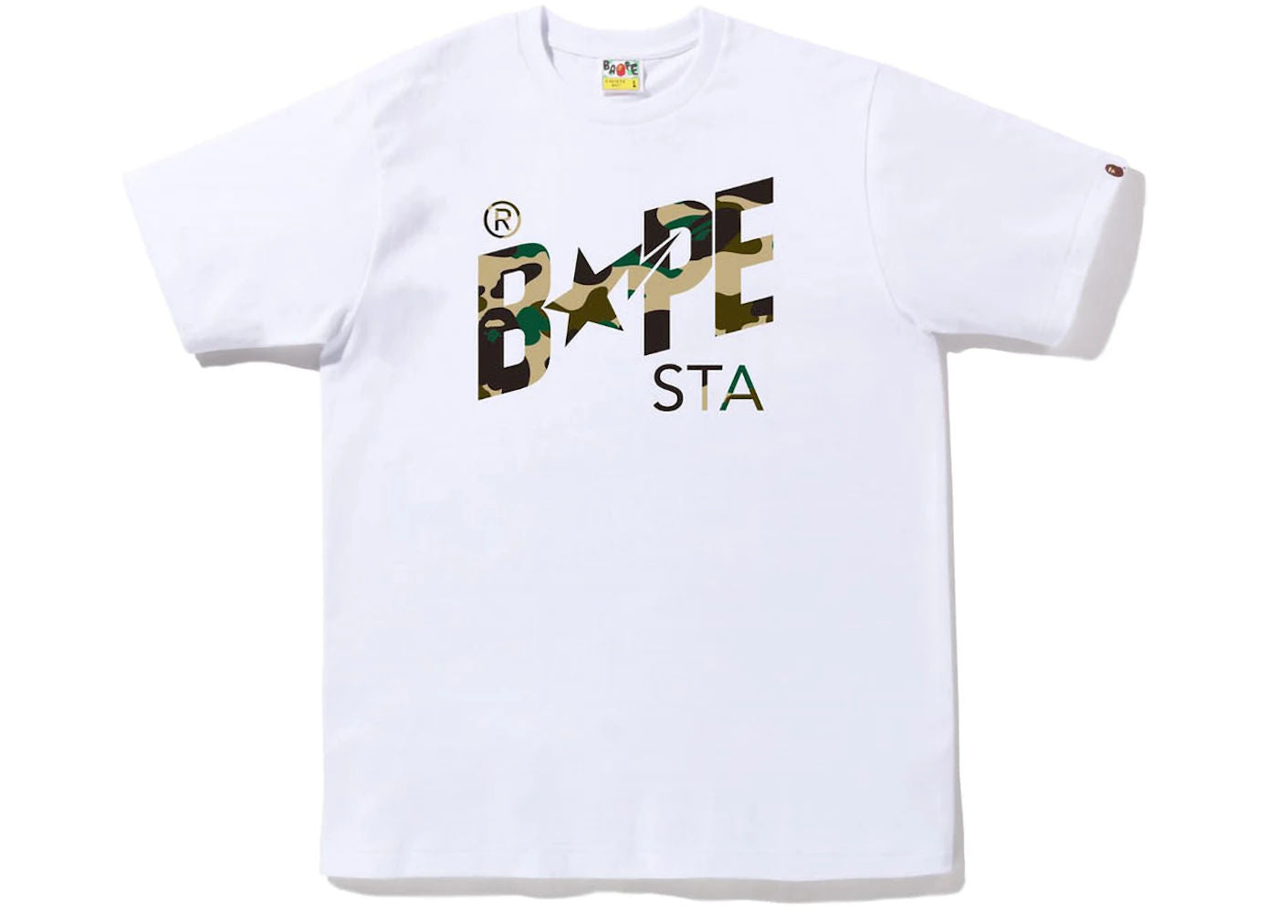 BAPE 1st Camo BAPE Sta Logo Tee (FW22) White Yellow - New W/ Tags