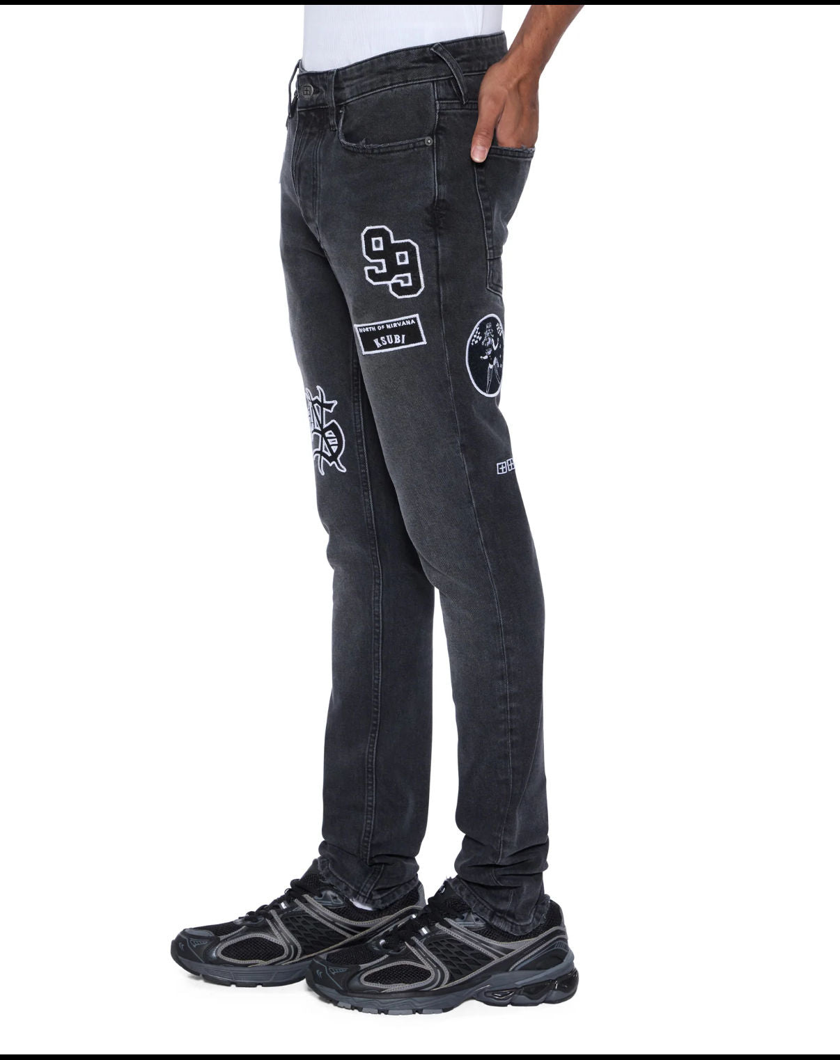 Ksubi Black Van Winkle Roadhouse Black Patched Skinny Jeans