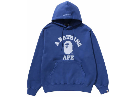 BAPE College Overdye Pullover Hoodie Blue