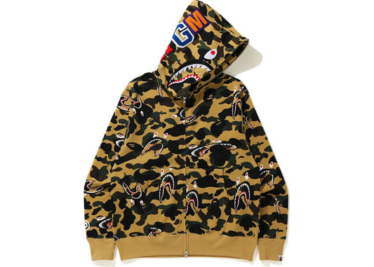 BAPE Shark 1st Camo Shark Relaxed Full Zip Hoodie Yellow - Used/Worn