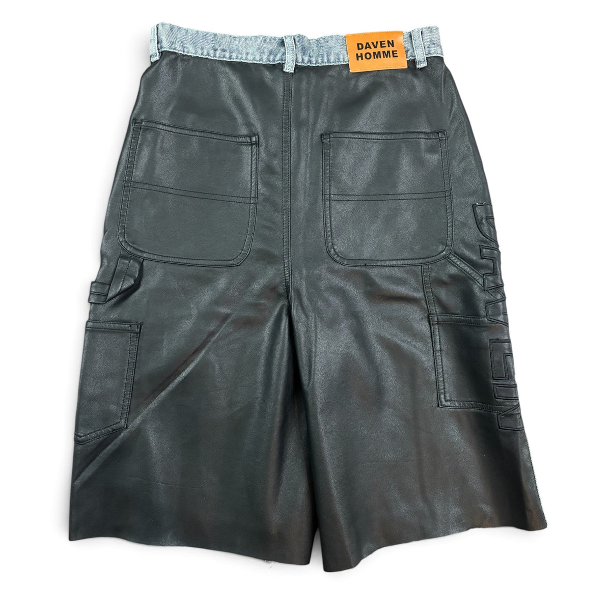 Daven Homme Hybrid Denim Leather Shorts