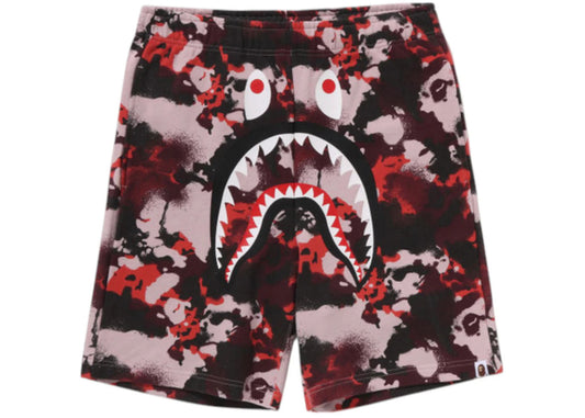BAPE Map Camo Regular Fit Shark Sweat Shorts Red - new with tags