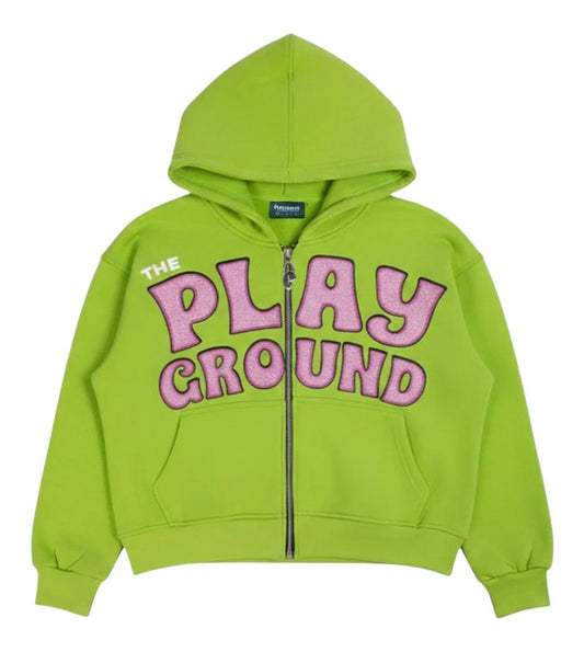 The Playground Green Nostalgia Zip Up