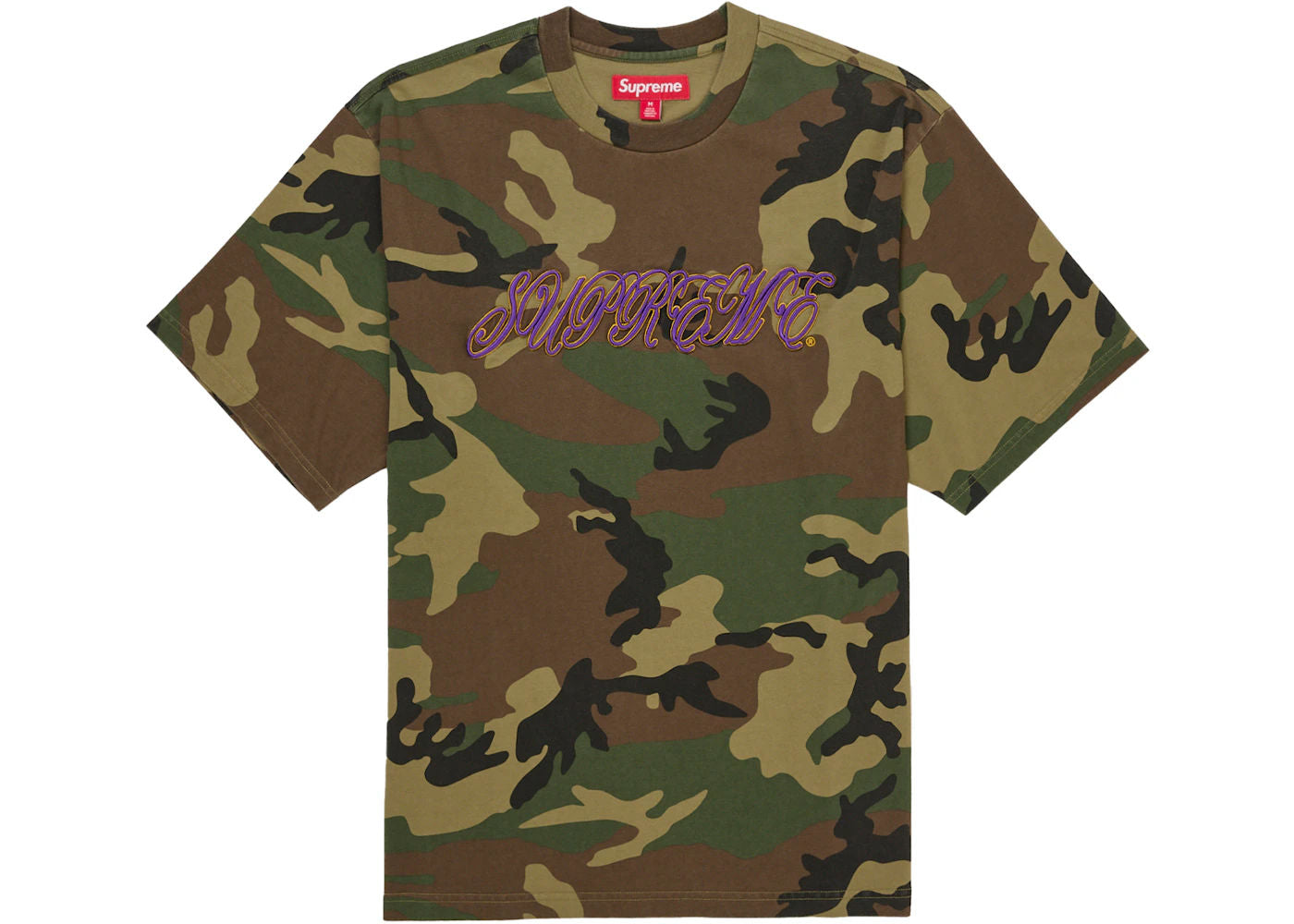 Supreme Raised Script S/S Top Woodland Camo - new with tags