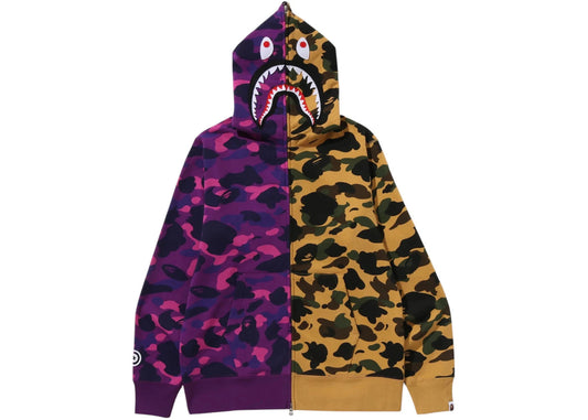 BAPE Split Camo Shark Full Zip Hoodie Purple - Used/Worn